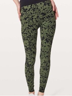 Lululemon Olive Green Floral Leggings Size 6